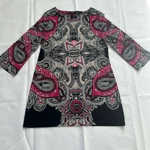 Alafani Casual Dress Pink, Beige and Black Pattern